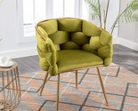 Luxury Couch Accent Chair,Velvet Upholstered Barrel Chairs Metal Chair F... - $307.99