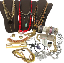 Costume Jewelry Lot Boho Statement Vintage To Mod Rhinestone Lucite mixed 3+ Lbs - $59.39