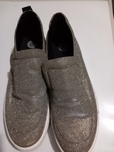 Silver Gold Metallic Glitter River Island Platform ladies Slip On Shoes Size 8 - £21.58 GBP