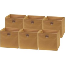 6 Pack Cube Baskets With Handles, Tan - £32.15 GBP