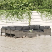  Garden Lounge Set Grey PE Rattan 10 Piece Set Modular - $17,923.57 MXN