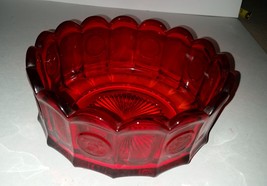Vintage Fostoria Ruby Red Coin Glass Round Bowl – Liberty Bell &amp; Franklin - £39.08 GBP