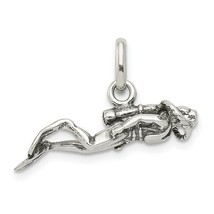 REAL Sterling Silver Antiqued Scuba Diver Charm Pendant - £28.12 GBP