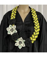 Graduation Party Money Lei Flower Yellow Gold &amp; Black Roses Four Braided... - $62.37