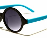Girls Willow Round Black Sunglasses with Blue Temples kid 2507 Blue 72 - £6.44 GBP