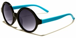 Girls Willow Round Black Sunglasses with Blue Temples kid 2507 Blue 72 - £6.40 GBP