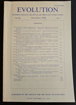 International Journal of Organic Evolution Novembe 1990 Vol 44 No 7 Pg 1717-1884 - £23.25 GBP