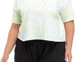 Calvin Klein Performance Womens Cropped Tie-Dyed T-Shirt Kensington Lime... - $24.99