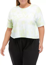 Calvin Klein Performance Womens Cropped Tie-Dyed T-Shirt Kensington Lime... - £19.95 GBP