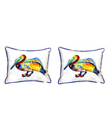 Pair of Betsy Drake Gertrude Pelican Large Indoor Outdoor Pillows 16 In.... - £70.05 GBP