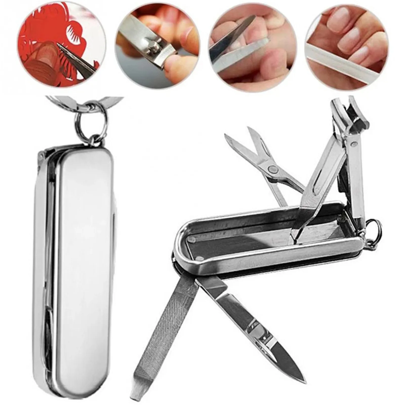 Sporting Candy Color Folding Nail Clipper Multifunctional 4 In1 Stainless Steel  - £23.90 GBP