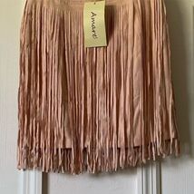 Amare&#39; Women&#39;s Pink Fringe Skirt Size M Party Cocktail Short - $24.75