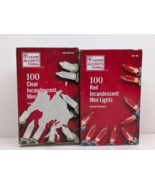 Lot of 2 Home Accent Holiday 100 Count Red  and Clear Mini Light Set Gre... - €16,14 EUR