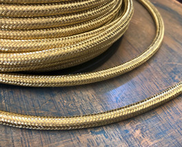 Brass Metal Covered Cord - Round 3wire Metal Braided Cable, Mesh Jack - Per Foot - £2.33 GBP