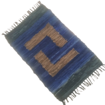 Leather Hearth Rug for Fireplace Fireproof Mat BLUE with Meander - £109.45 GBP