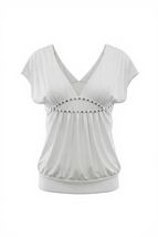 Lette Woman’s White  Tunic Top with Studded Accents, Small - $13.86
