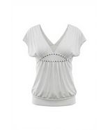 Lette Woman’s White  Tunic Top with Studded Accents, Small - $13.86