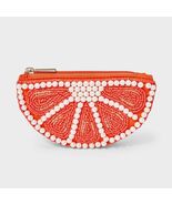 A New Day Fruit Slice Coin Pouch Cotton Botanical Zip Closure Orange - $188.43 MXN