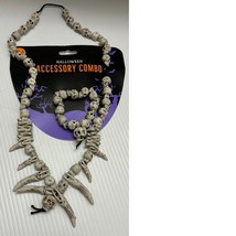 Halloween Necklace &amp; Bracelet Combo 2 Pc Set Skull Teeth 18&quot; Costume Acc... - $27.72