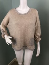 NWT Women&#39;s Ivy and Lace Metallic Silver Sparkle Beige Pocket Sweater Sz... - $542.42 MXN