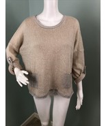 NWT Women&#39;s Ivy and Lace Metallic Silver Sparkle Beige Pocket Sweater Sz... - $535.23 MXN