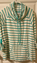 Danskin Now Hooded Pullover Top Size  2X (18-20) Turquoise &amp; White - $10.88