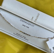 Cynthia Rowley Sterling Silver Anklet Mini Cuban Chain Made In Italy New In Box - £19.48 GBP