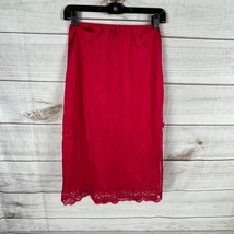 Vintage Vassarette Women&#39;s Size Small TT Red Nylon Lace Slip Lingerie Slit USA - £12.17 GBP