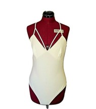 Material Girl Bodysuit White Women Caged Ribbed Size XL Adjustable Straps - $29.41