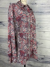 Kim Rogers Curvy Button Front Shirt Womens Size 1X Paisley Long Sleeve Cotton - £7.09 GBP