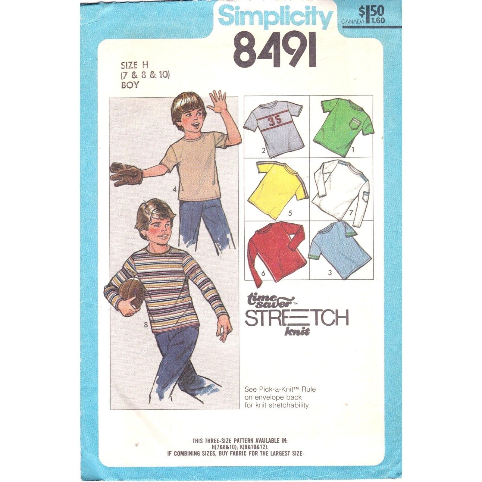 Primary image for Vintage Sewing PATTERN Simplicity 8491, Time Saver Stretch Knit 1977 Boys