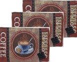 Set of 3 Same Tapestry Kitchen Placemats (13&quot;x19&quot;) HOT ESPRESSO COFFEE C... - $16.82