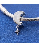 925 Sterling silver Moon &amp; North Star Charm 793594C01 - $27.16 CAD