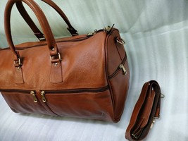 Men&#39;s  Brown Leather Duffle Bag Shoulder Luggage Travel Weekender Women ... - £177.55 GBP