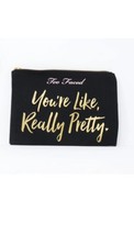 Too Faced You&#39;re Like, Really Pretty Canvas Zipper Cosmetic Soft Bag Bla... - £7.74 GBP