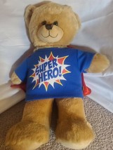 Build A Bear Classic Teddy Bear Tan Brown BAB Plush SUPER HERO t-shirt &amp;... - £16.27 GBP