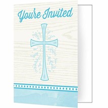 Divinity Blue Cross 8 Ct Invitations Baptism Confirmation Communion Chri... - £4.72 GBP