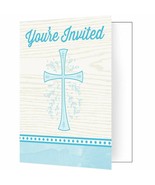 Divinity Blue Cross 8 Ct Invitations Baptism Confirmation Communion Chri... - £4.69 GBP