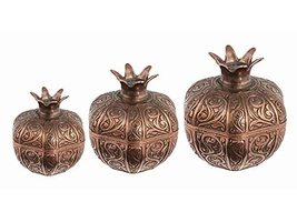 LaModaHome Antique Copper Pomegranate Sugar Bowl Set of 3 for Home, Kitchen and  - £34.35 GBP