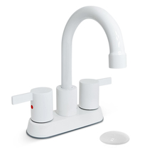 Modern White Bathroom Faucet, 2-3 Hole Vanity Sink with Pop Up Drain &amp; Hoses - £54.87 GBP