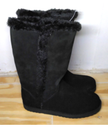 NWT Universal Thread Black Suede Fur Boots Size 6 Ladies Fall Winter - $19.44