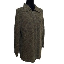 Doncaster Dark Green Brown Merino Wool Blend Cardigan Sweater Jacket Siz... - £28.52 GBP