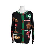 Vintage Sweater Loft Christmas Cardigan Sz Medium Candy Shaped Buttons S... - £35.03 GBP