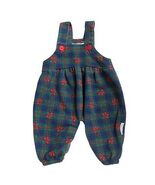 Vtg Healthtex Bubble Plaid w/ Bows Romper Overalls 0-5 Months Blue Red G... - $24.74