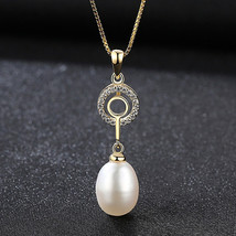 S925 Sterling Silver Necklace Silver Pearl Pendant With 3A Zircon Plated... - £19.16 GBP