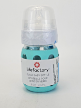 Lifefactory Glass Bottle Teal Silicone Sleeve 8 Oz Wide Neck With Lid New - $28.98