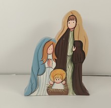 Christmas Nativity Mary, Joseph &amp; Baby Jesus 4.75&quot; Wooden Holiday Figure... - £3.93 GBP