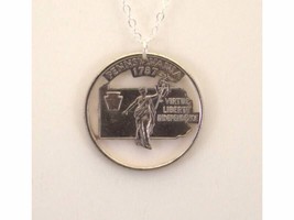 Pennsylvania Cut-Out Coin Necklace State Quarter 18 inch Chain - £19.01 GBP