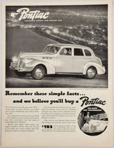 1940 Print Ad Pontiac De Luxe Eight 4-Door Touring Sedan Above City Lights - $19.78