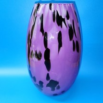 12&quot; Murano Style Blown Glass Vase Amethyst Purple Tortoise Shell - FREE SHIPPING - £45.05 GBP